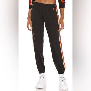 AVIATOR NATION Classic Velvet Stripes Pant in Black